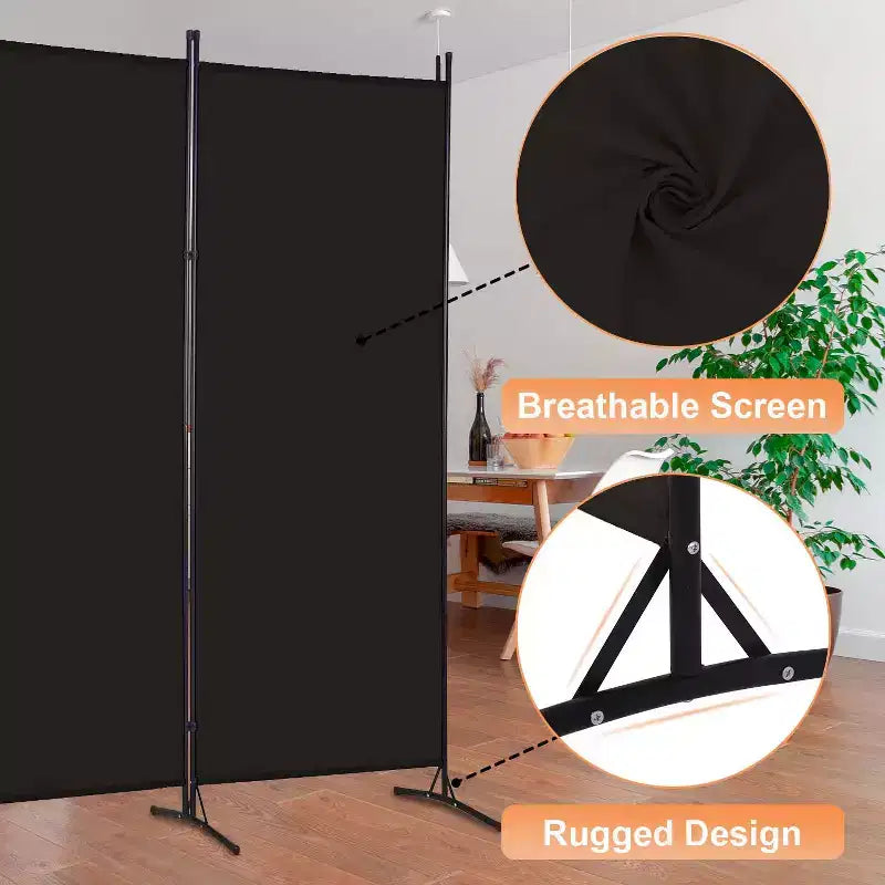 Séparateur de pièce de 1,80 m, paravent pliable à 3 panneaux avec connecteur en plastique renforcé