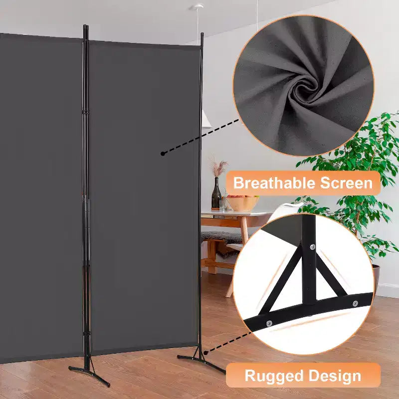 Séparateur de pièce de 1,80 m, paravent pliable à 3 panneaux avec connecteur en plastique renforcé