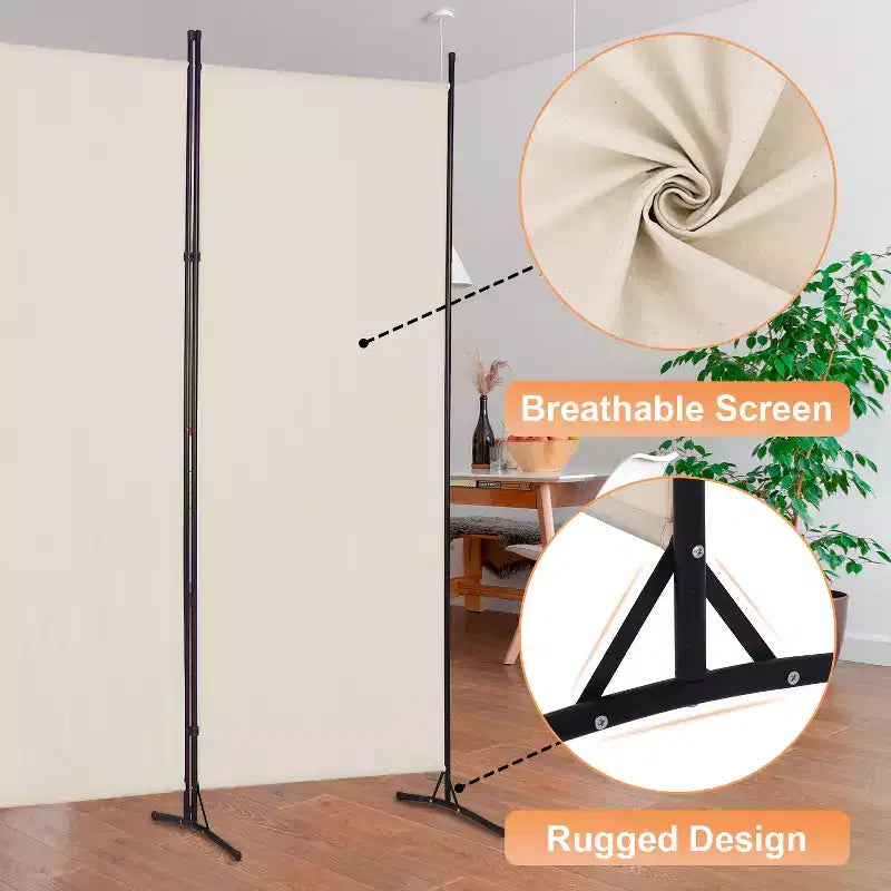 Séparateur de pièce de 1,80 m, paravent pliable à 3 panneaux avec connecteur en plastique renforcé
