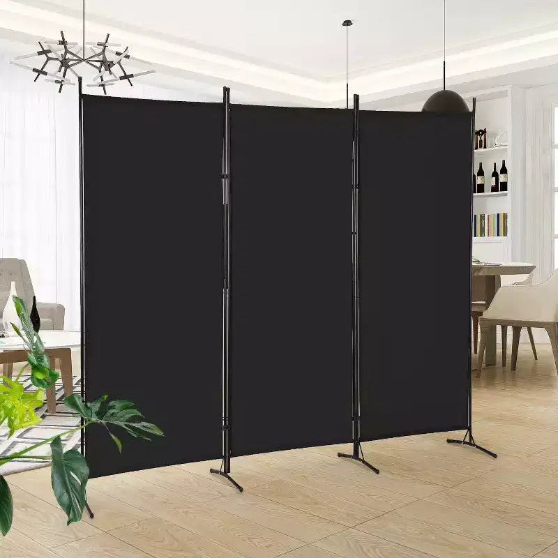 Séparateur de pièce de 1,80 m, paravent pliable à 3 panneaux avec connecteur en plastique renforcé