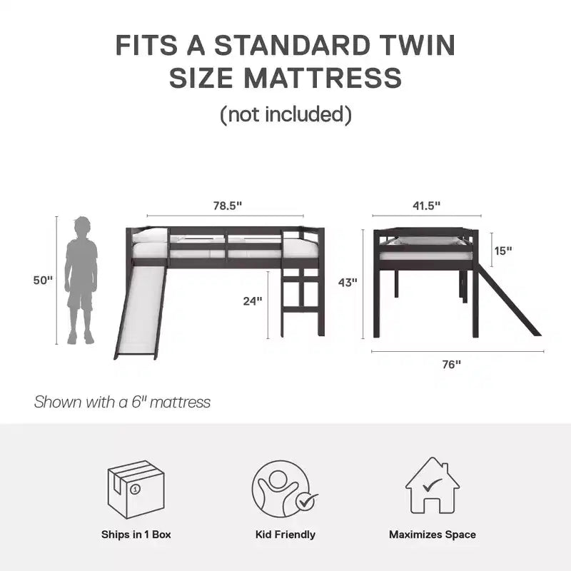 Lit mezzanine junior avec toboggan Milton Kids
