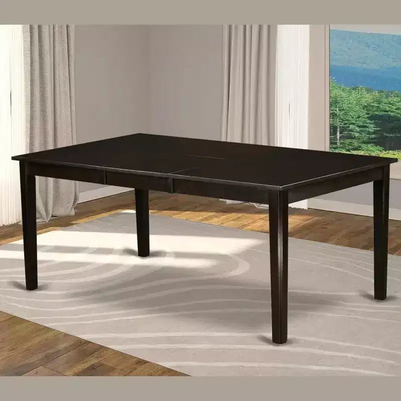 Table de salle à manger rectangulaire moderne avec rallonge papillon, coloris cannelle espresso