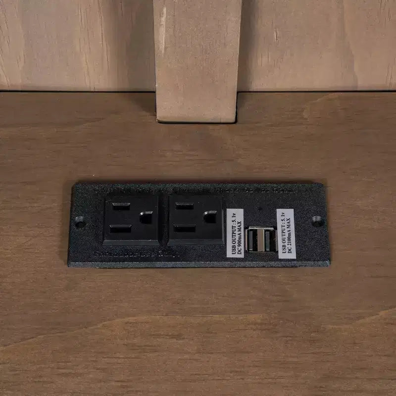 Lit de repos double en bois avec étagères de rangement, USB, LED et lit gigogne