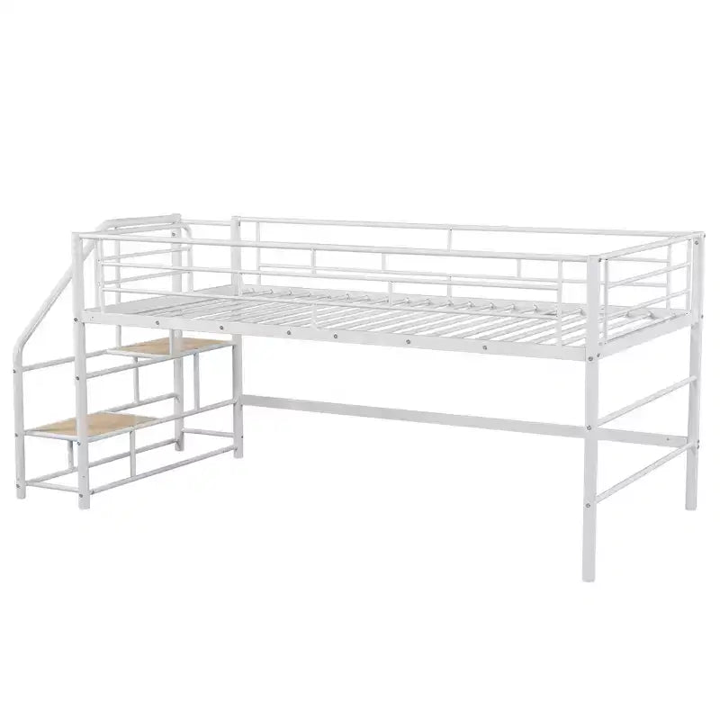 Lit mezzanine mi-hauteur avec escalier de rangement 88,80 po L 41,40 po P 39,00 po H