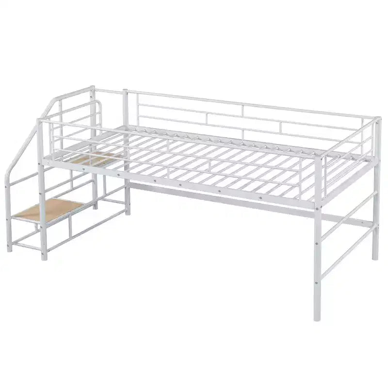 Lit mezzanine mi-hauteur avec escalier de rangement 88,80 po L 41,40 po P 39,00 po H