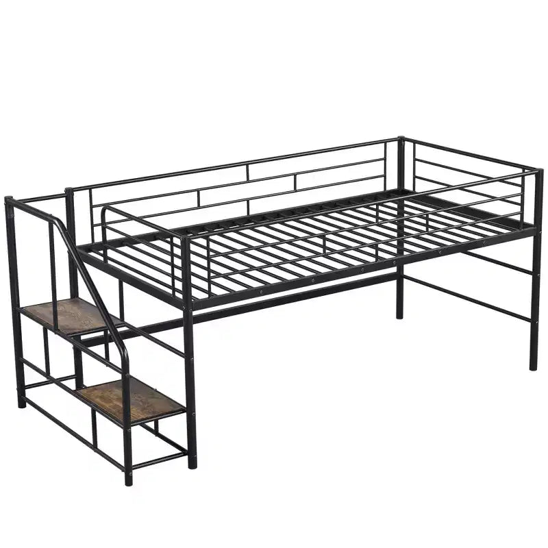 Lit mezzanine mi-hauteur avec escalier de rangement 88,80 po L 41,40 po P 39,00 po H