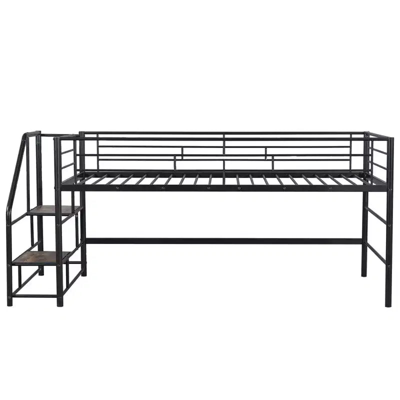 Lit mezzanine mi-hauteur avec escalier de rangement 88,80 po L 41,40 po P 39,00 po H