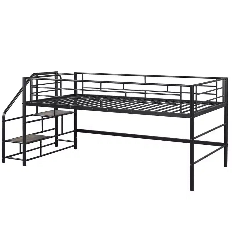 Lit mezzanine mi-hauteur avec escalier de rangement 88,80 po L 41,40 po P 39,00 po H