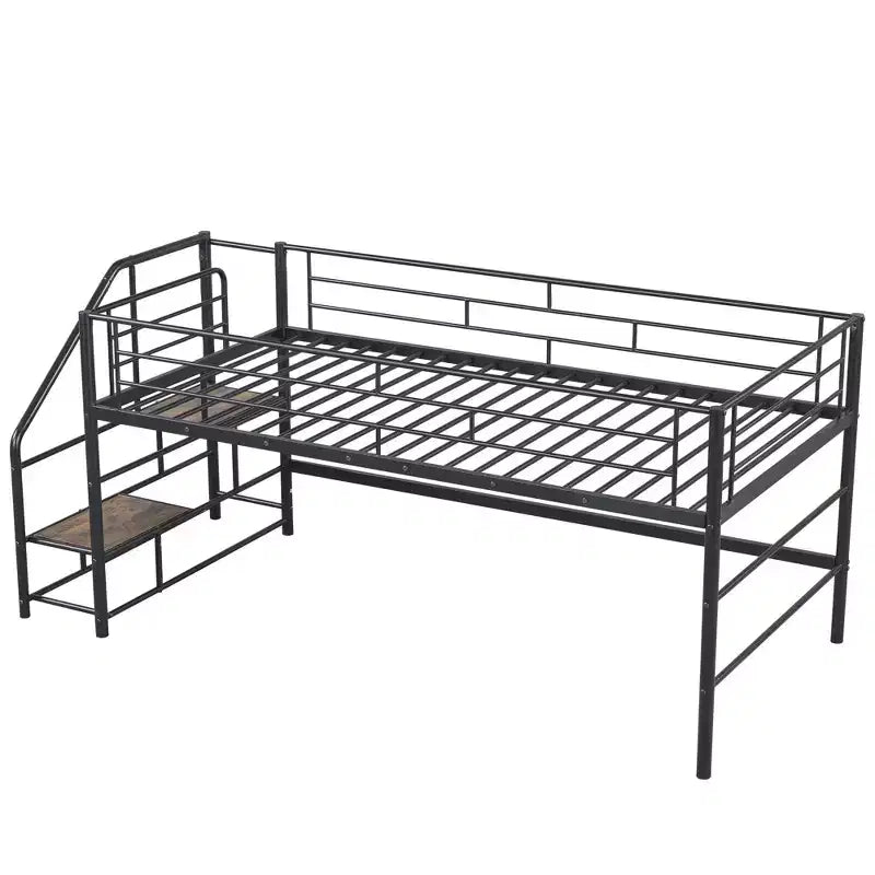 Lit mezzanine mi-hauteur avec escalier de rangement 88,80 po L 41,40 po P 39,00 po H