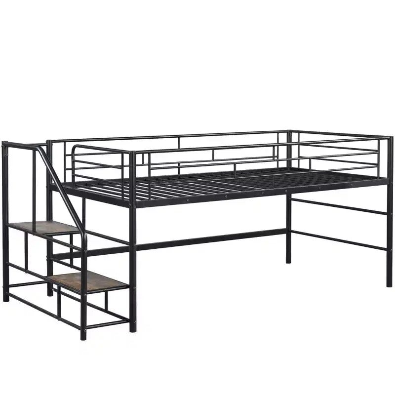 Lit mezzanine mi-hauteur avec escalier de rangement 88,80 po L 41,40 po P 39,00 po H