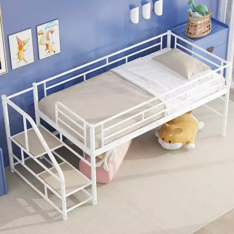 Lit mezzanine mi-hauteur avec escalier de rangement 88,80 po L 41,40 po P 39,00 po H