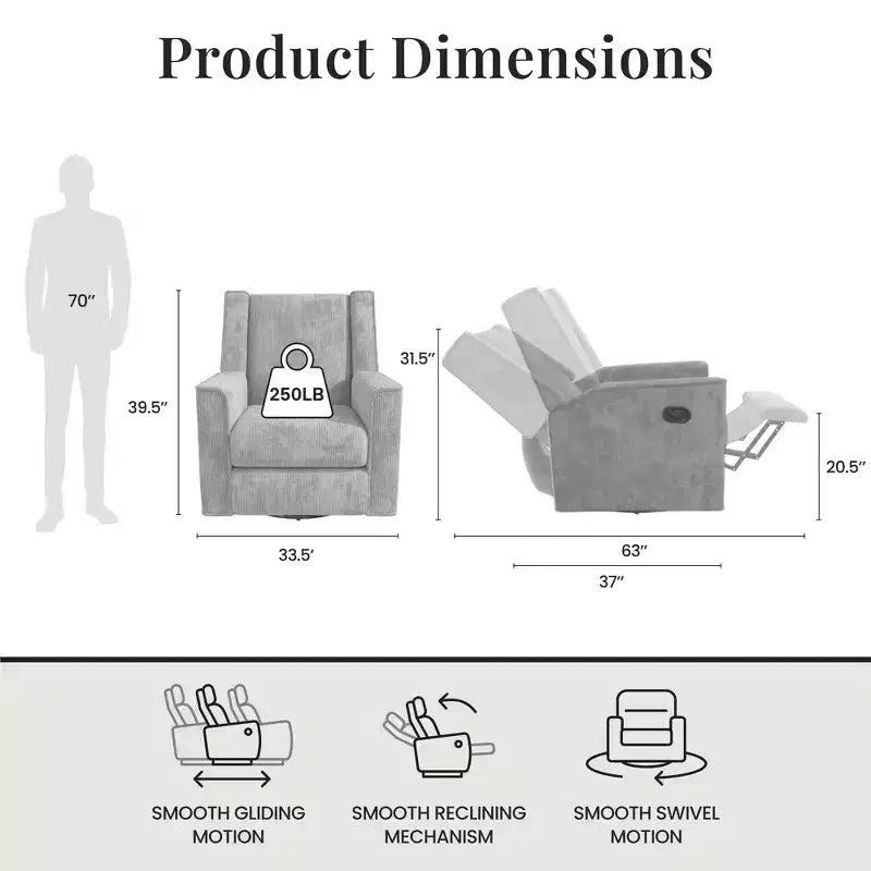 Fauteuil inclinable et planeur pivotant Elysian