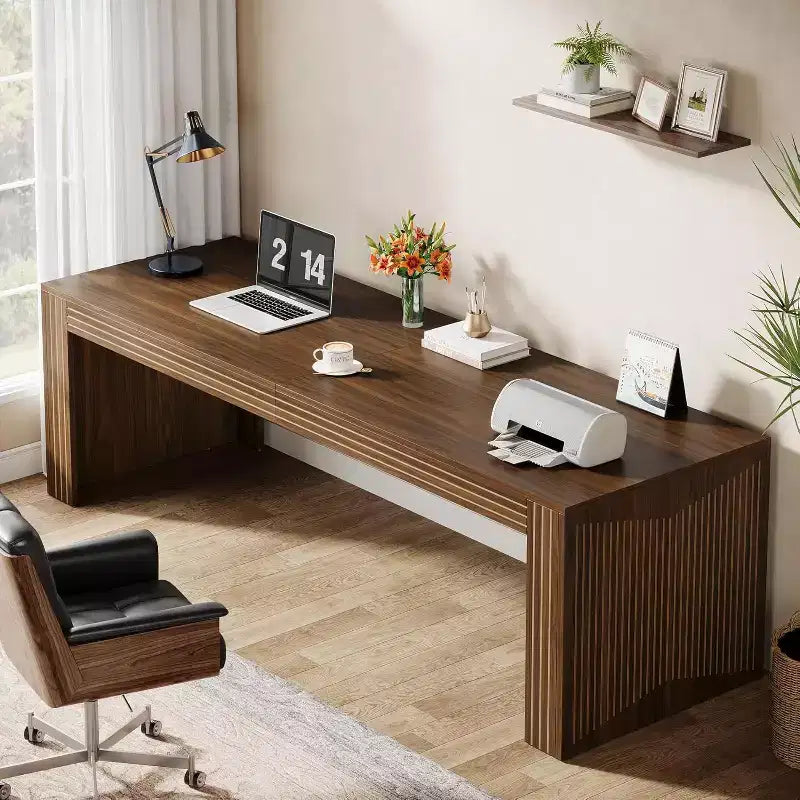 Bureau d'ordinateur extra-long en bois de 78,74 pouces, bureau double pour deux personnes