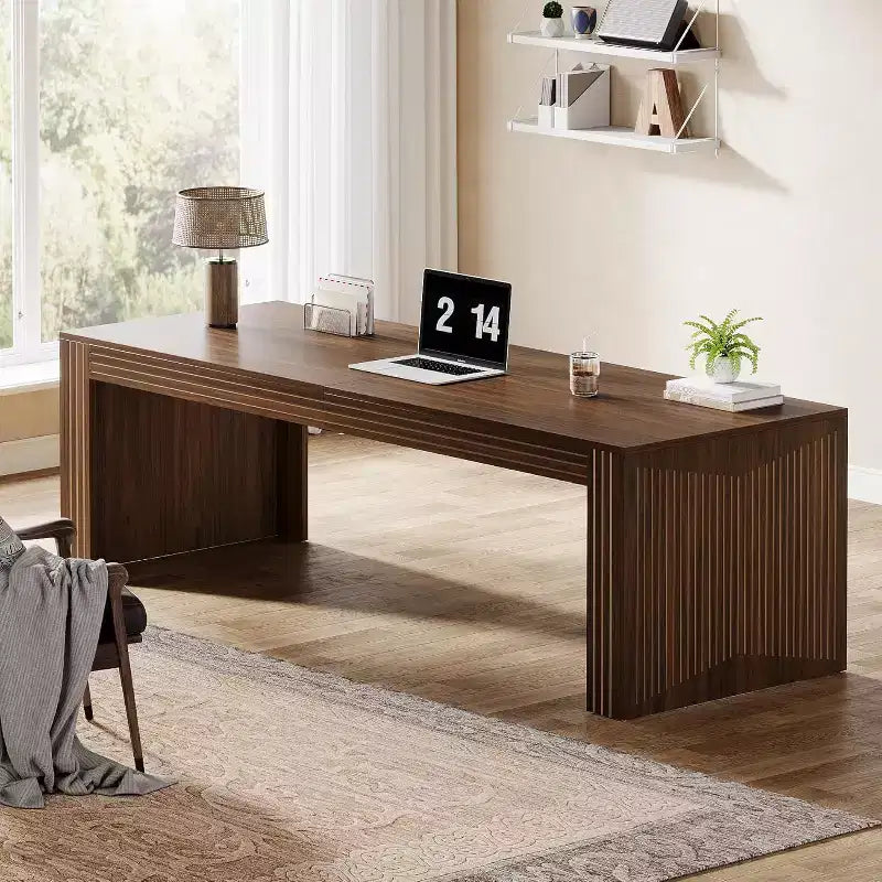 Bureau d'ordinateur extra-long en bois de 78,74 pouces, bureau double pour deux personnes