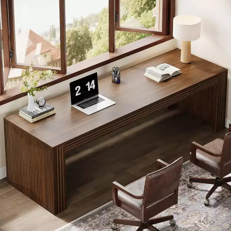 Bureau d'ordinateur extra-long en bois de 78,74 pouces, bureau double pour deux personnes