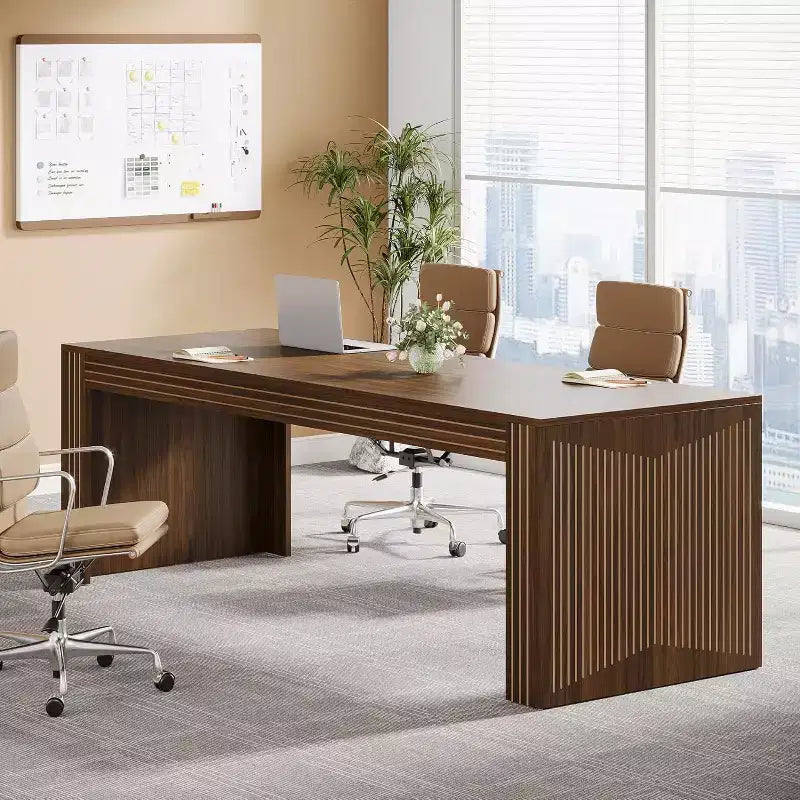 Bureau d'ordinateur extra-long en bois de 78,74 pouces, bureau double pour deux personnes