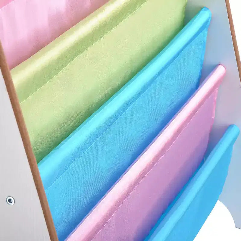 Étagère de rangement en bois pour enfants, présentoir à livres en noyer et blanc