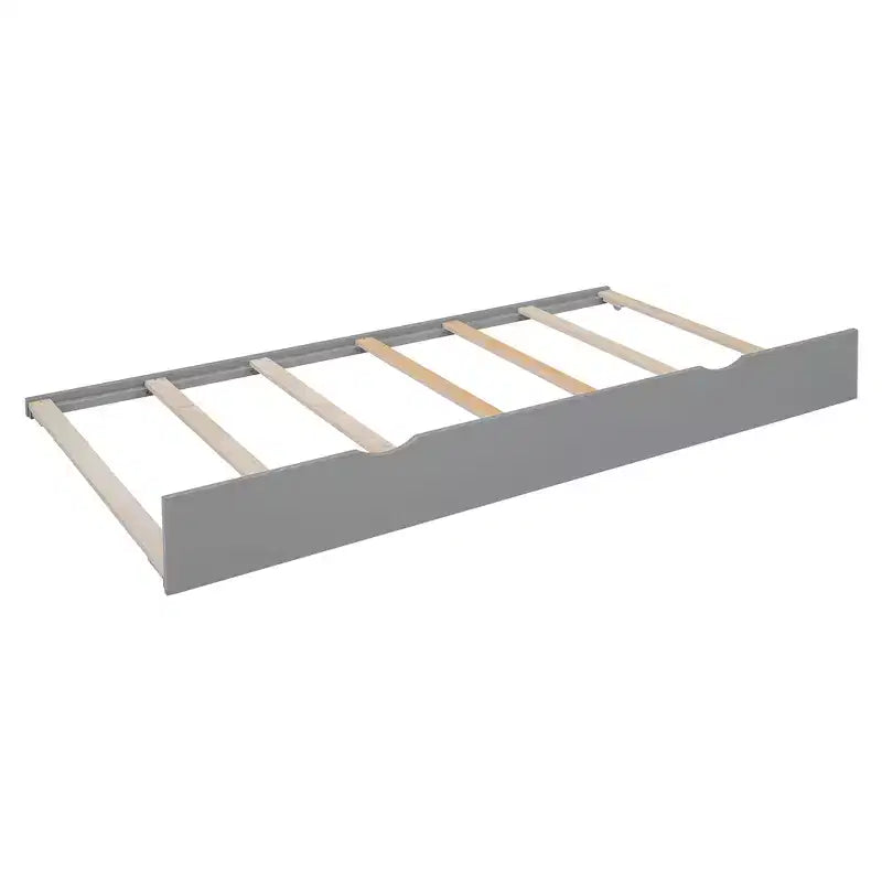 Lit de repos en bois double/complet avec lit gigogne, armoire de rangement intégrée et étagères, cadre de lit multifonctionnel pour enfants et invités, blanc/gris