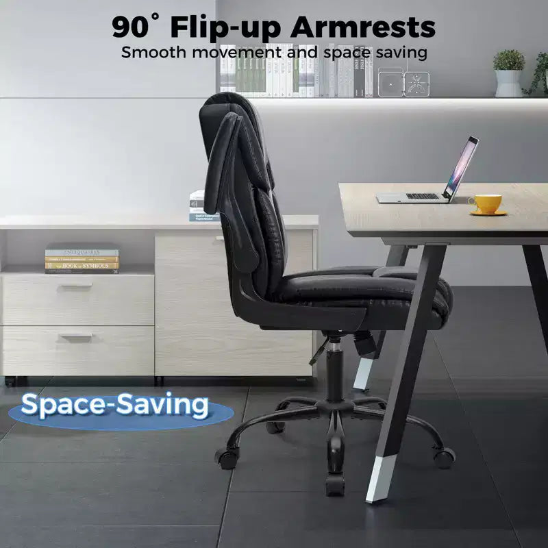 Fauteuil de bureau inclinable Ergonomique avec accoudoirs relevables, siège à ressorts ensachés, inclinaison et rangement dissimulé