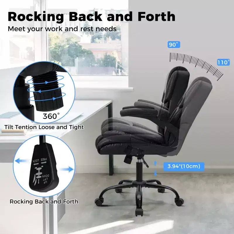 Fauteuil de bureau inclinable Ergonomique avec accoudoirs relevables, siège à ressorts ensachés, inclinaison et rangement dissimulé