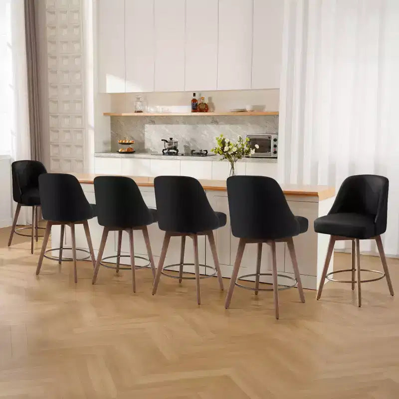 Tabourets de bar pivotants de 66 cm, tabourets de cuisine rembourrés en cuir PU avec pieds solides