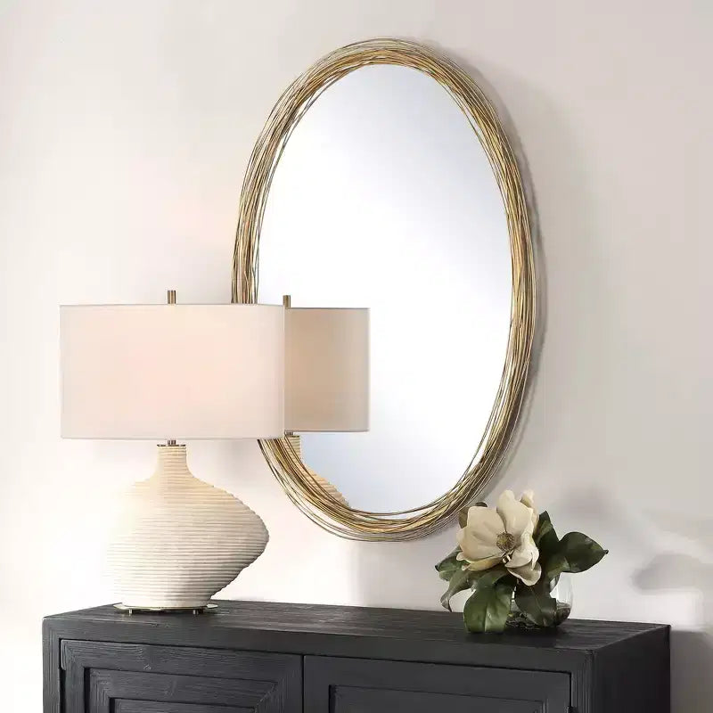 Miroir mural Gillian brossé doré vieilli 26 x 39