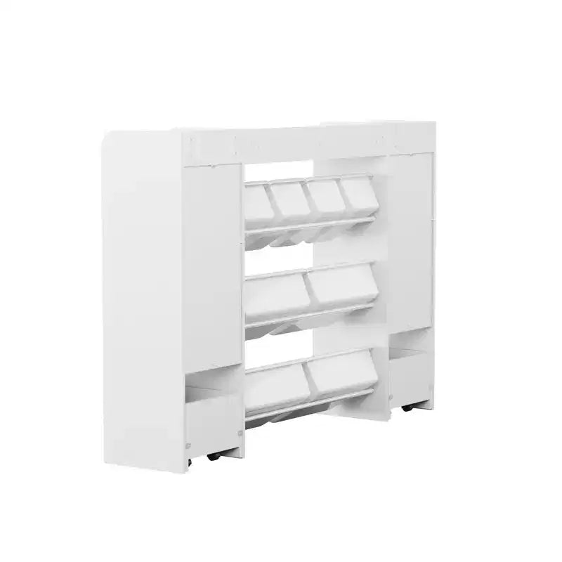 Étagère à Livres 4-en-1 pour Enfants avec Bacs de Rangement et Tiroirs Roulants Organisateur de Jouets Montessori pour Salle de Jeux et Chambre