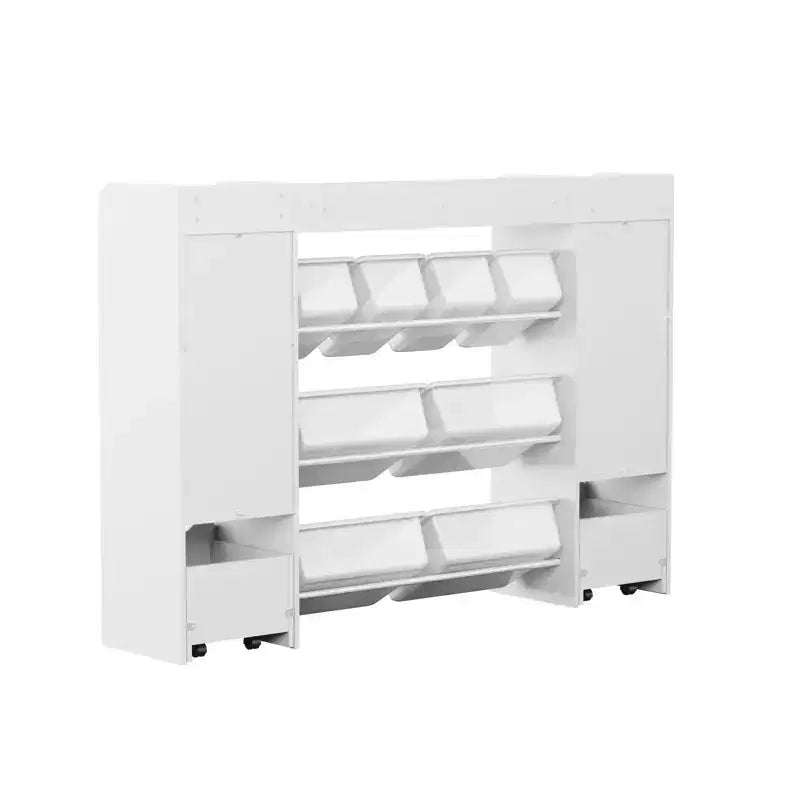 Étagère à Livres 4-en-1 pour Enfants avec Bacs de Rangement et Tiroirs Roulants Organisateur de Jouets Montessori pour Salle de Jeux et Chambre