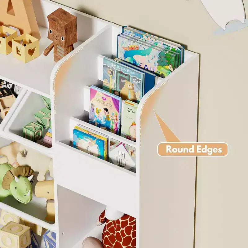 Étagère à Livres 4-en-1 pour Enfants avec Bacs de Rangement et Tiroirs Roulants Organisateur de Jouets Montessori pour Salle de Jeux et Chambre